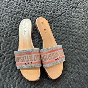 Dior Tan and Pink Sandals with Iconic Branding